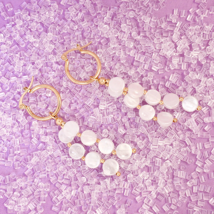 Pretty Pearl Tassel Huggie Earrings