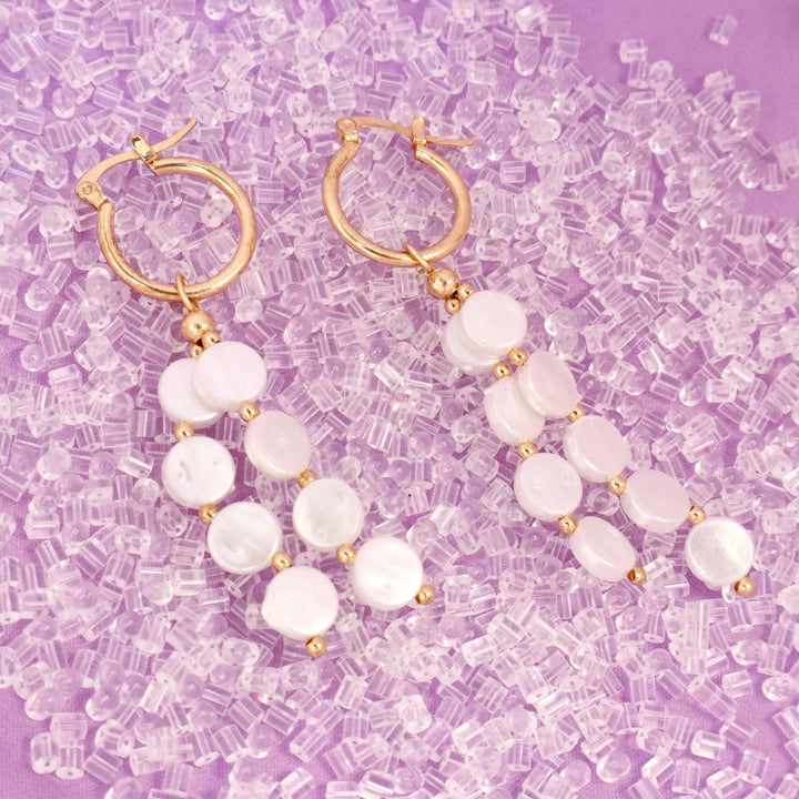 Pretty Pearl Tassel Huggie Earrings