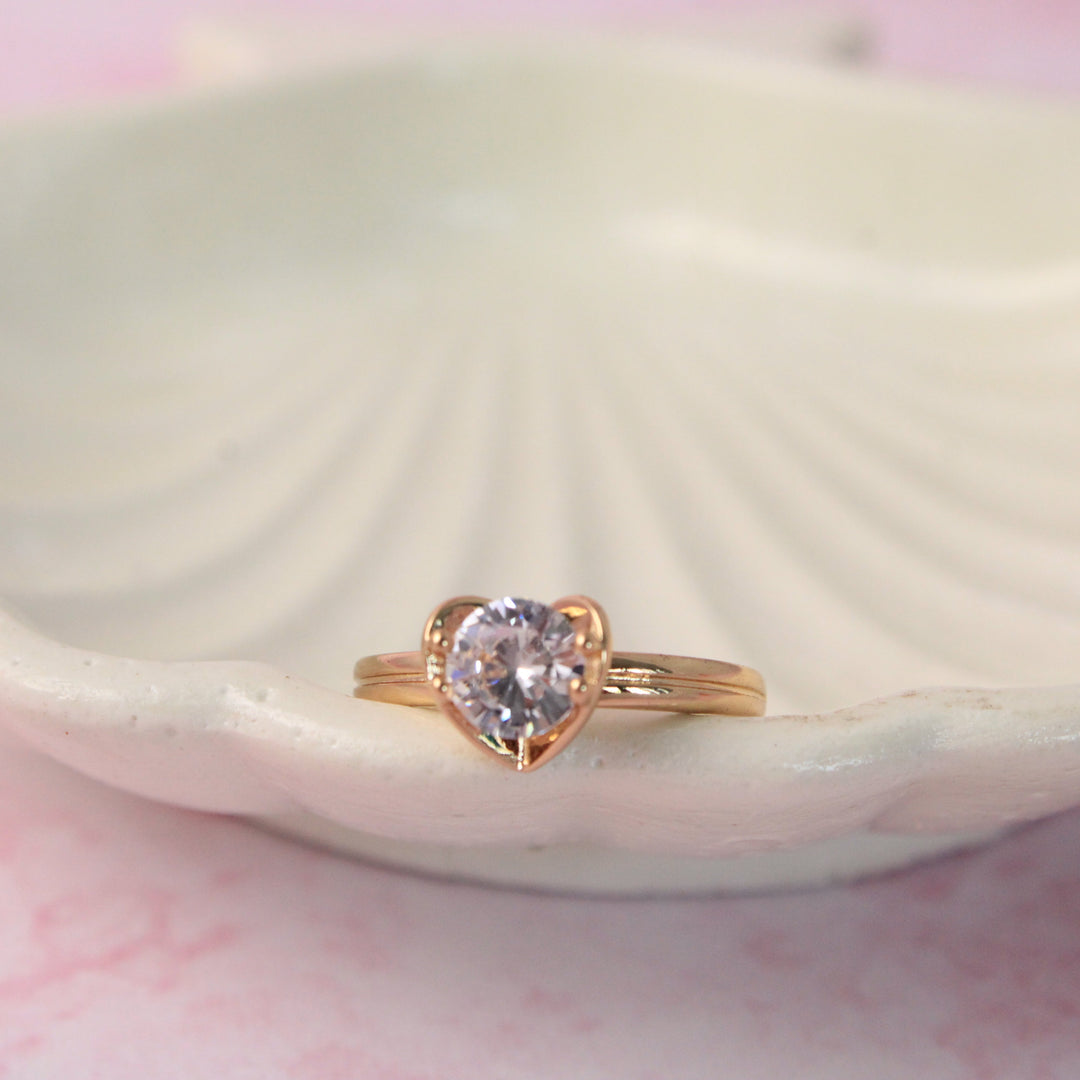 Pristine Heart Golden Ring - Salty Accessories
