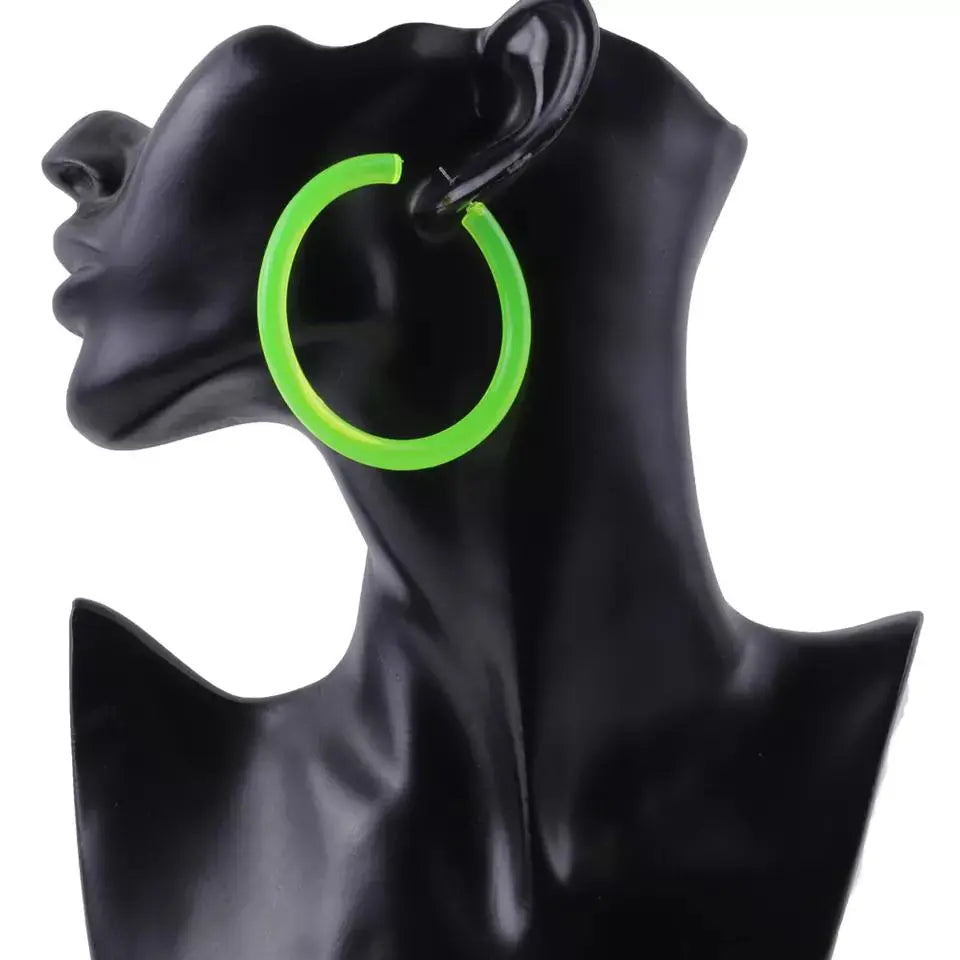 Punk Fluorescent Acrylic Party Glow-in-the-dark Hoop Earrings - Set of 3 | Salty