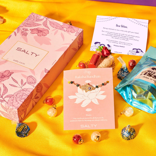 Pure Stones Evil Eye Hamsa Rakhi Gift Box