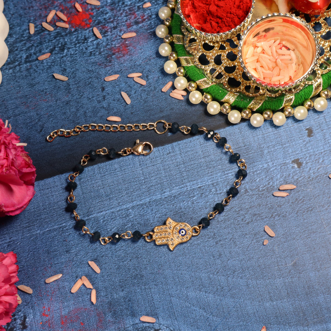 Hamsa Evil Eye Rakhi For Bhaiya And Bhabhi