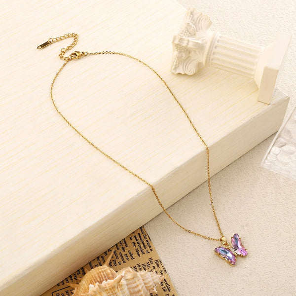 Purple Sapphire Butterfly Necklace