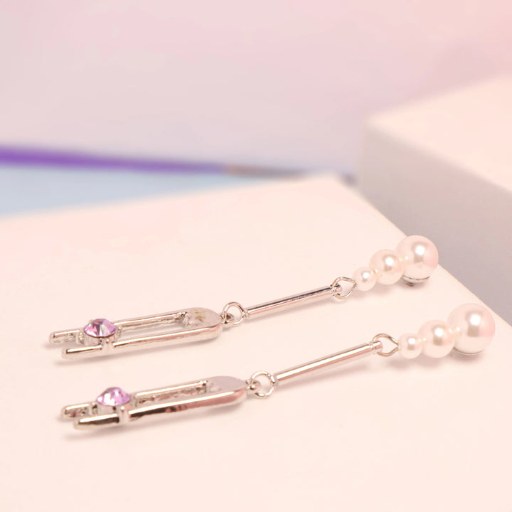 Purple Stone Fork Drop Earrings