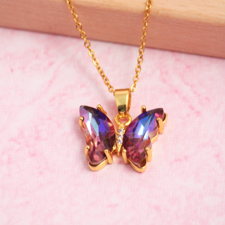 Purple Sapphire Butterfly Necklace