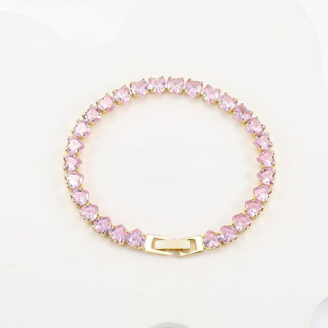 Heartstrings Diamond Tennis Bracelet - Pink