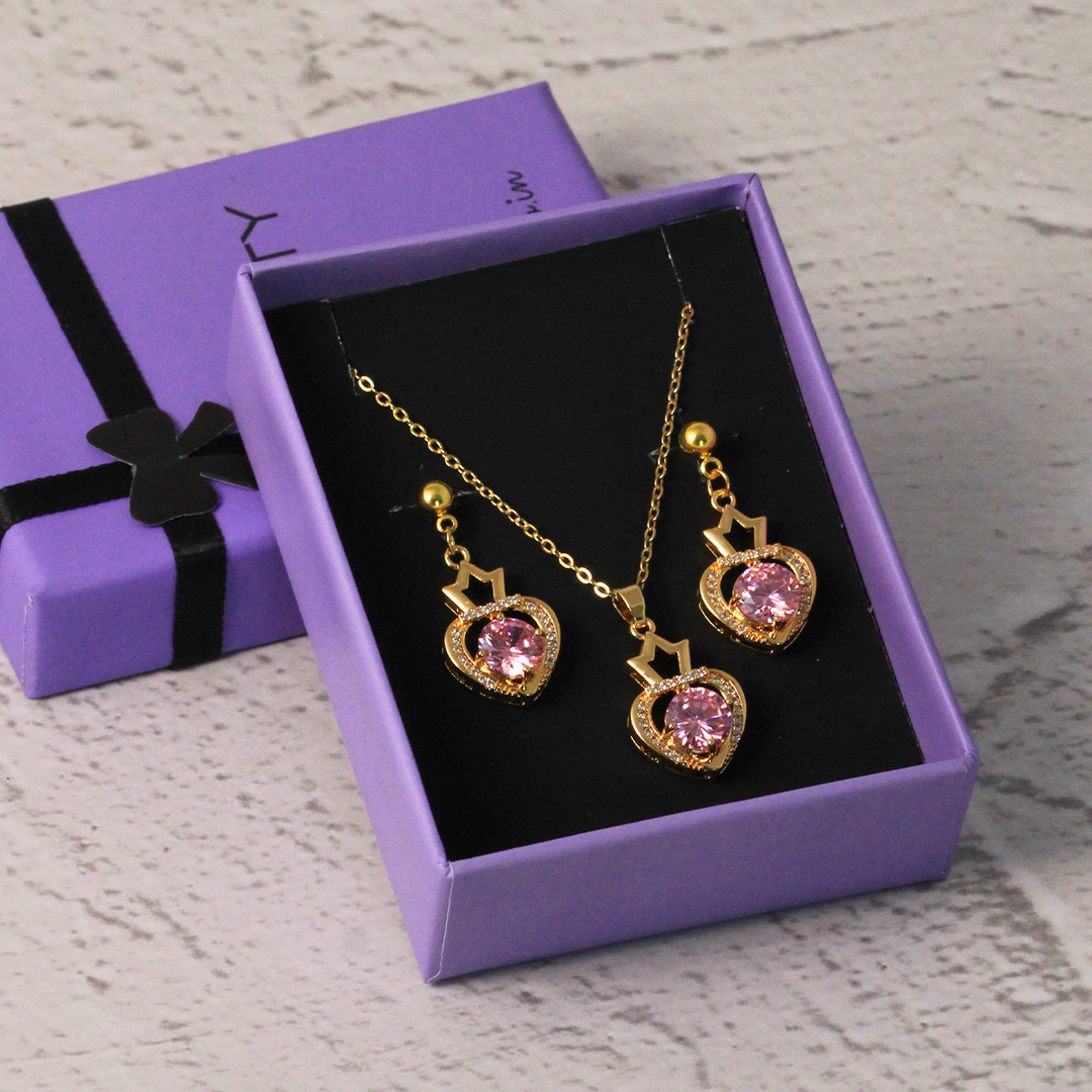 Queen's Crown Pink Jewellery Set