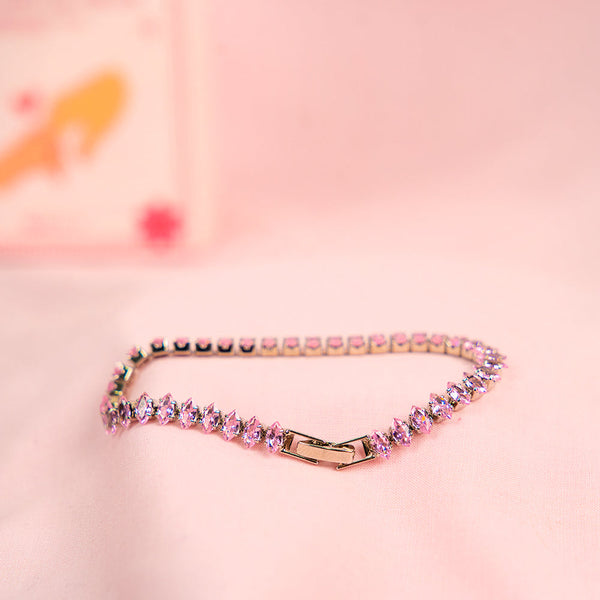 Rose Curve Ring and Blush Cascade Crystal Bracelet set for Mother