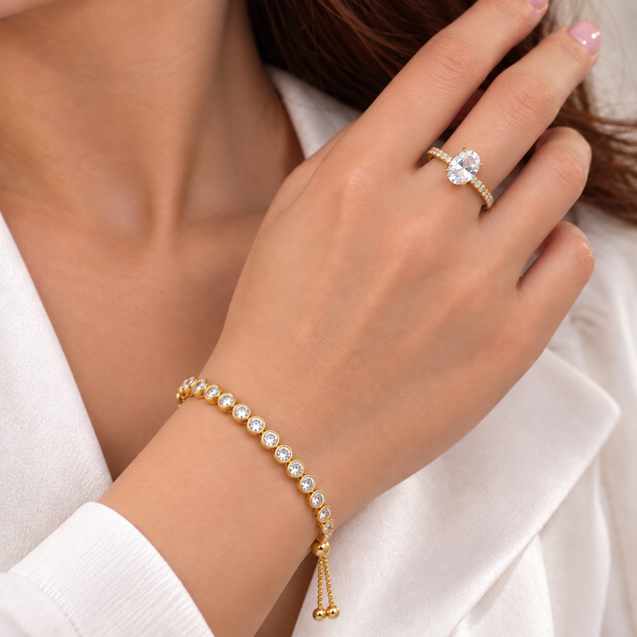 Minty Zone Ring And Bracelet Set