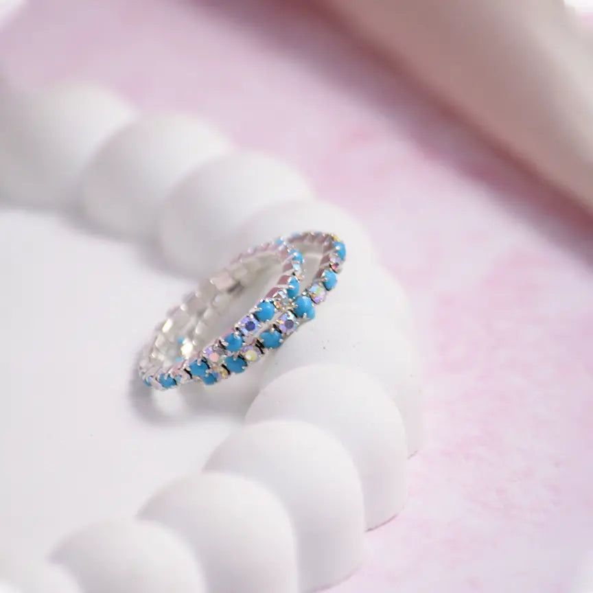 Topaz Crsytal - Stretchable Ring (Set of 2) - Salty Accessories