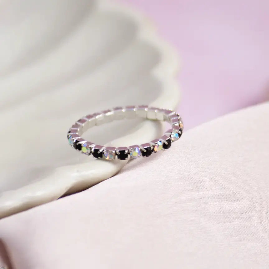 Black Melanite - Stretchable Ring (Set of 2) - Salty Accessories