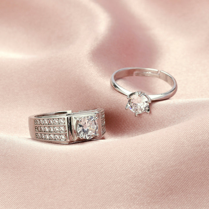 Radiant Spark Crystal Ring for Couple