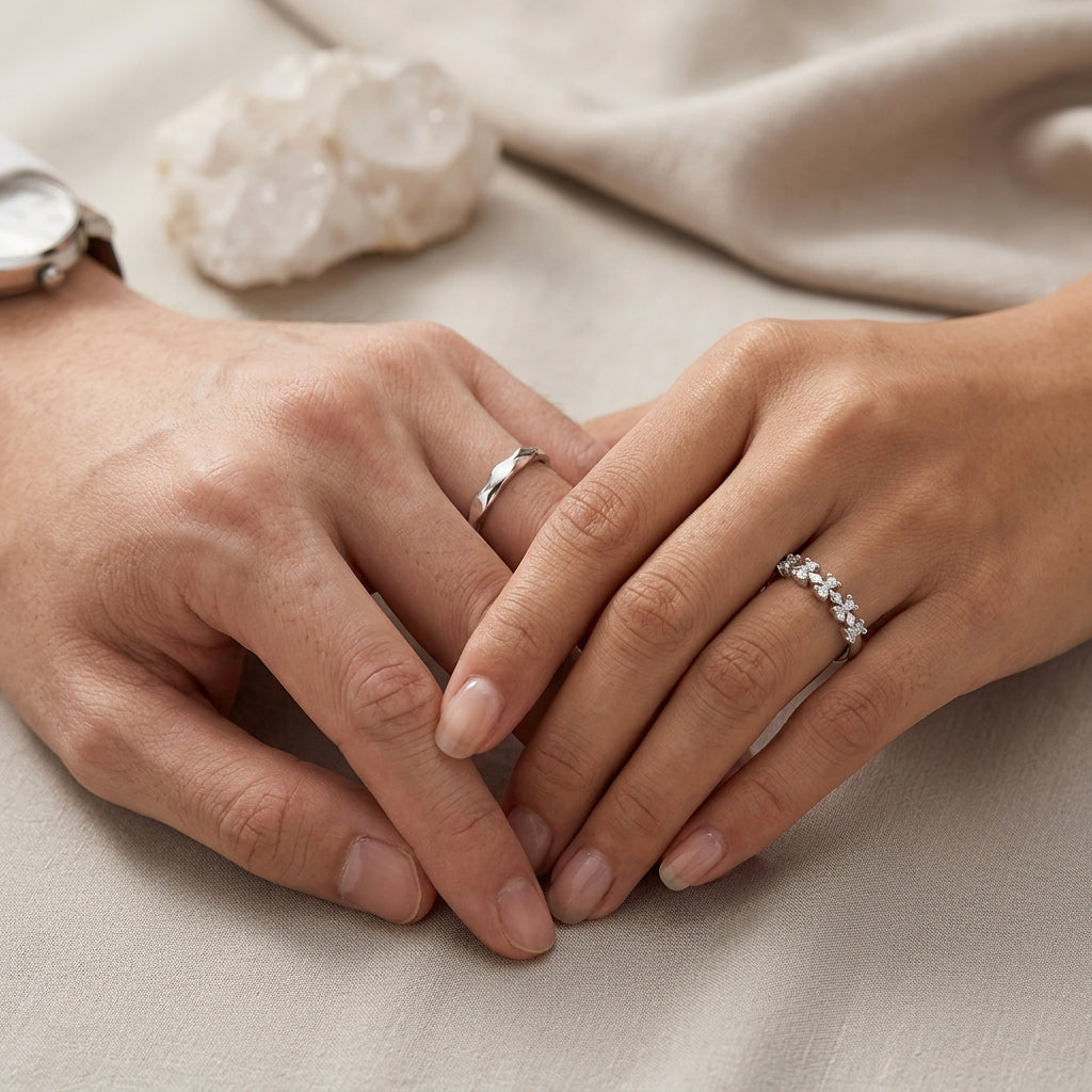 Silver Echo Him &amp; Her Ring