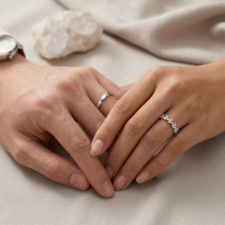 Silver Echo Him &amp; Her Ring