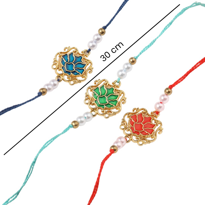 Set of 3 Lotus Blessing Rakhis - Salty Accessories