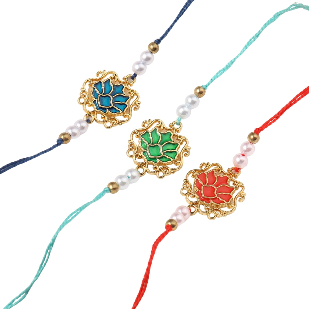 Set of 3 Lotus Blessing Rakhis - Salty Accessories