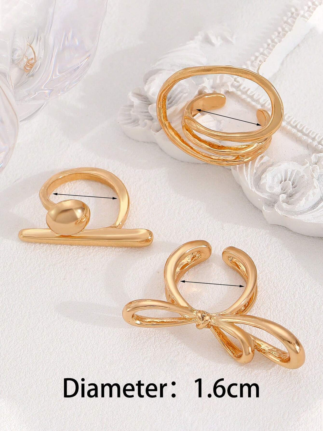 Set of 3 Funked-Up Gold Stack Ring - Salty Accessories