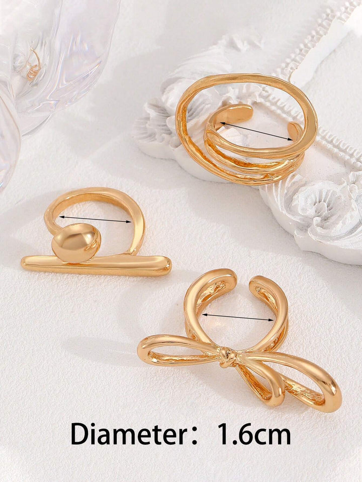 Set of 3 Funked-Up Gold Stack Ring