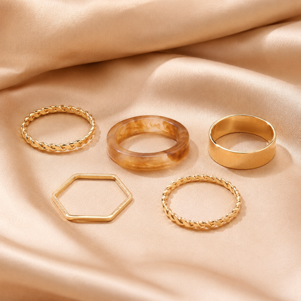 Set Of 5 Lushy Mushy Rings