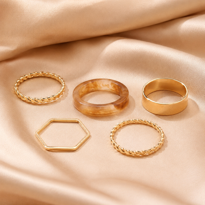 Set Of 5 Lushy Mushy Rings