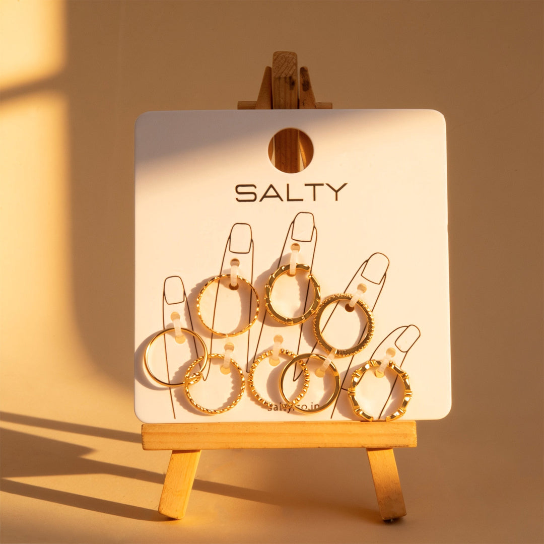 Set Of 8 Spiral Symphony Rings | Salty