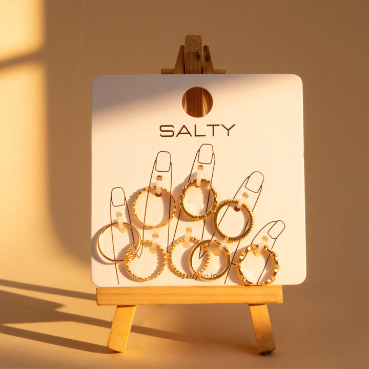 Set Of 8 Spiral Symphony Rings | Salty