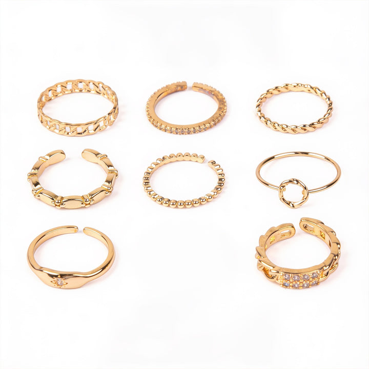 Set Of 8 Spiral Symphony Rings | Salty