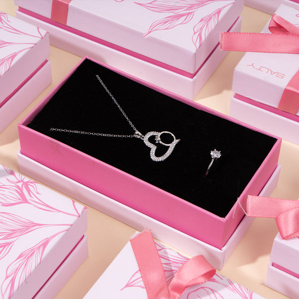 Forever Heart Pendant With Solitaire Ring Set