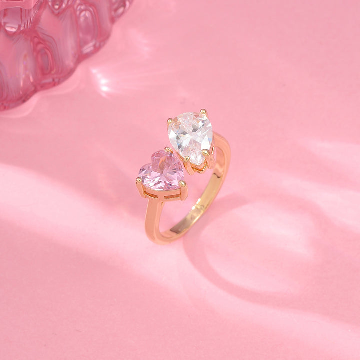 Pink Cluster Ring &amp; Heart Pendant Set
