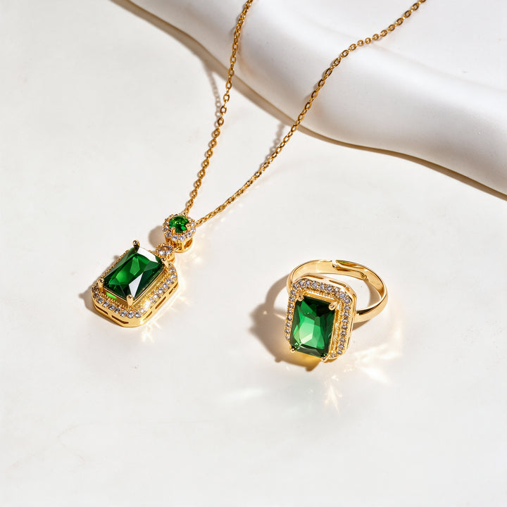 Dizzy Code Ring And Necklace Set