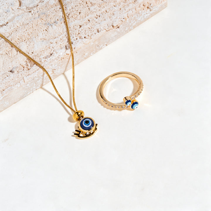 Funky Signal Ring And Necklace Set