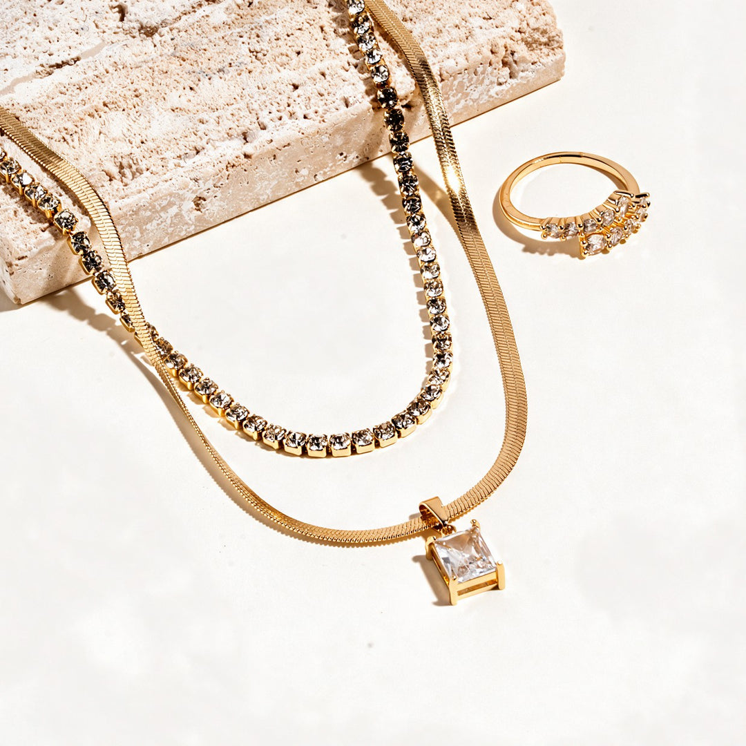 Peppy Drip Ring And Necklace Set