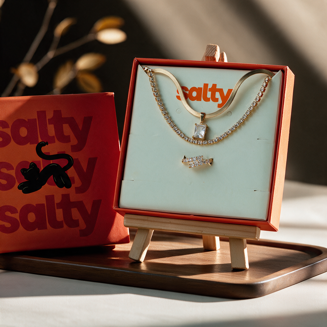 Peppy Drip Ring And Necklace Set