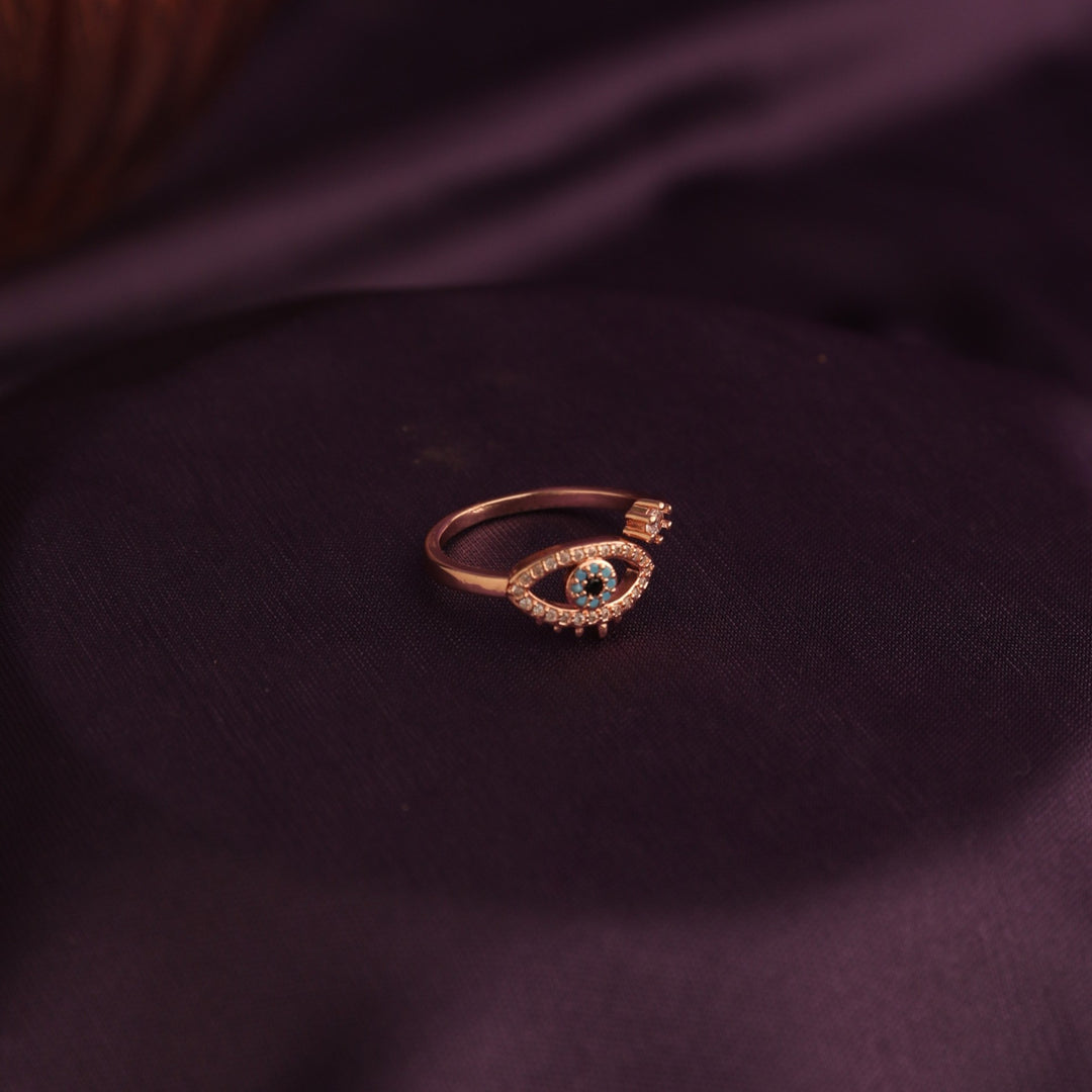 Cute Evil Eye Adjustable Ring - Rose Gold