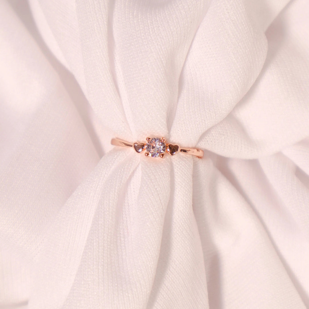 Heartbound crystal rose-gold ring - Salty Accessories