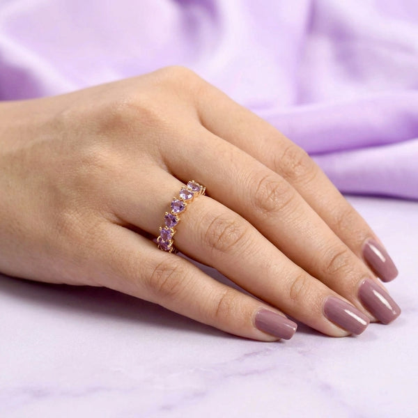 Borahae purple hearts gold tennis ring