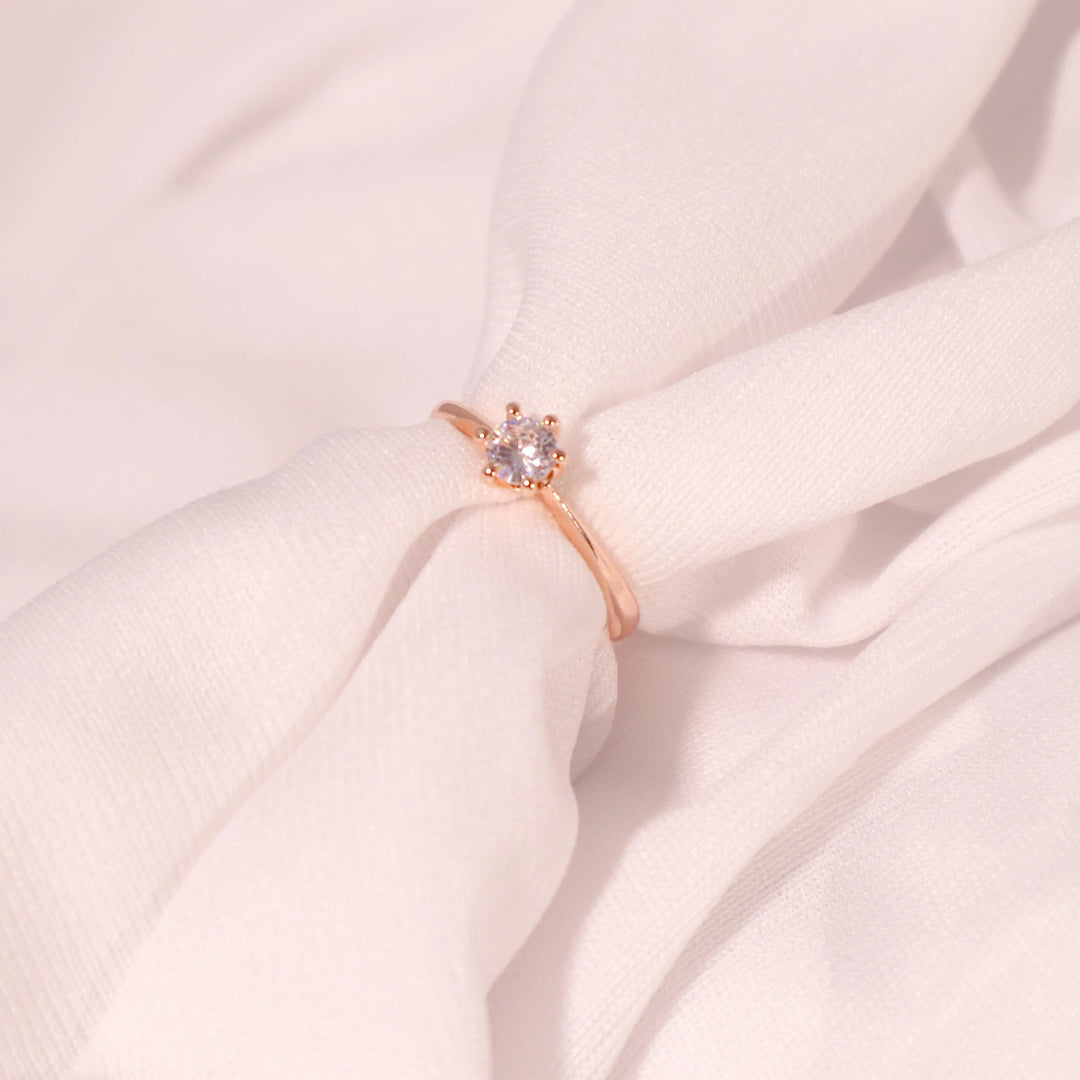 Banded crystal rose-gold ring - Salty Accessories