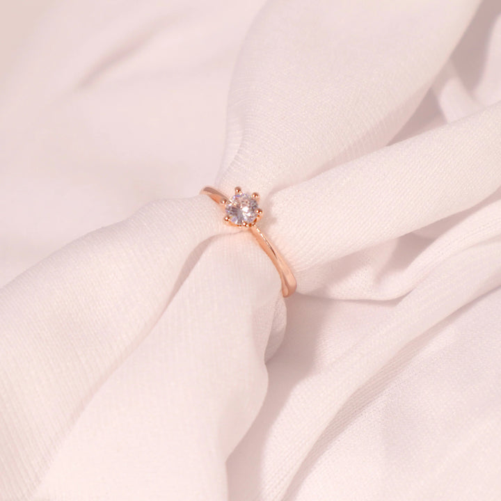 Banded crystal rose-gold ring - Salty Accessories