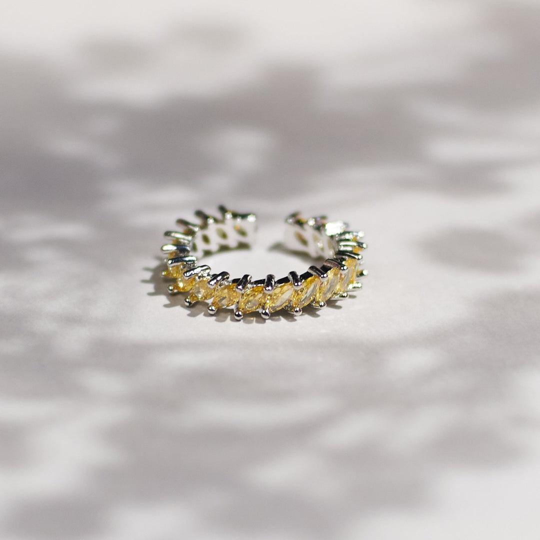 Tangerine leaf silver tennis ring - Salty Accessories