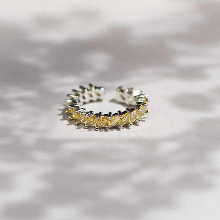Tangerine leaf silver tennis ring - Salty Accessories