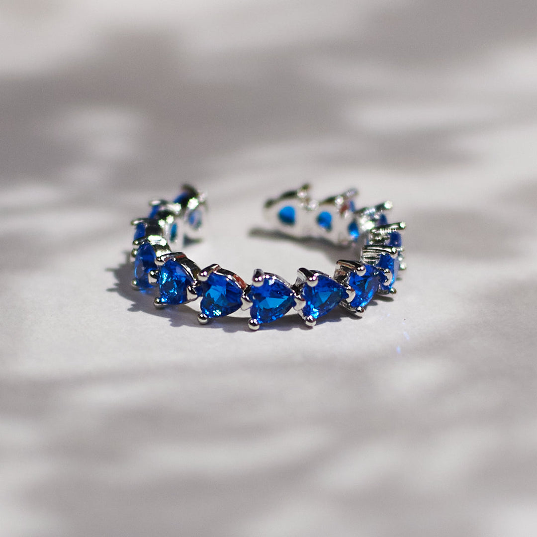 Azure Heart Row Tennis Ring - Salty Accessories