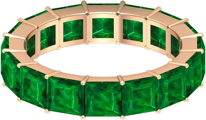 Emerald Cubic Tennis Ring