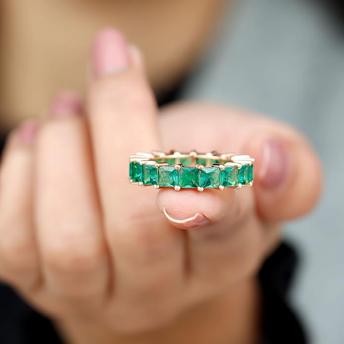 Emerald Cubic Tennis Ring