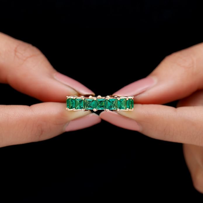 Emerald Cubic Tennis Ring