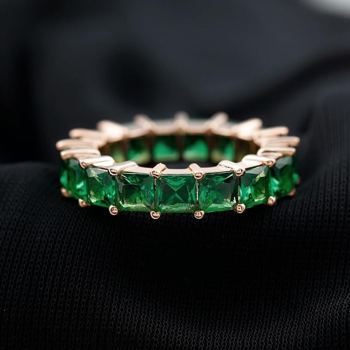 Emerald Cubic Tennis Ring