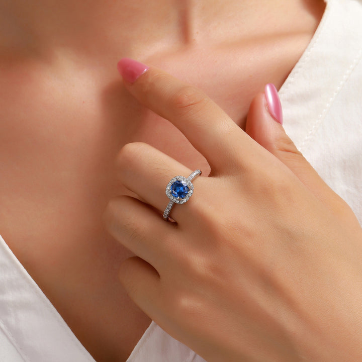 Radiant Cushion Cut Engagement Ring - Blue
