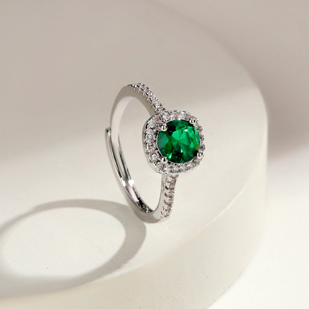 Radiant Cushion Cut Engagement Ring - Green