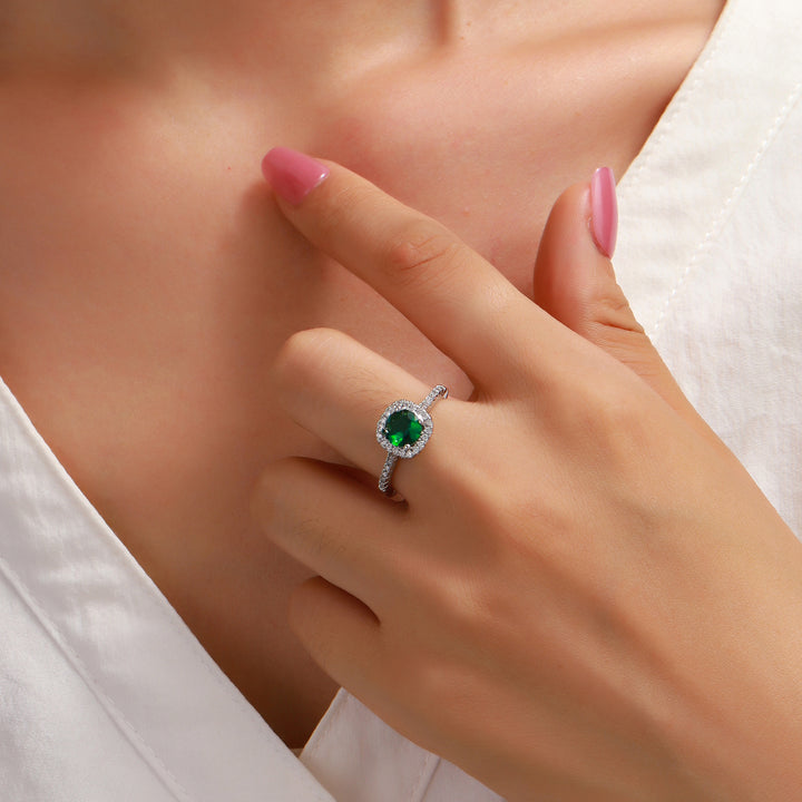 Radiant Cushion Cut Engagement Ring - Green
