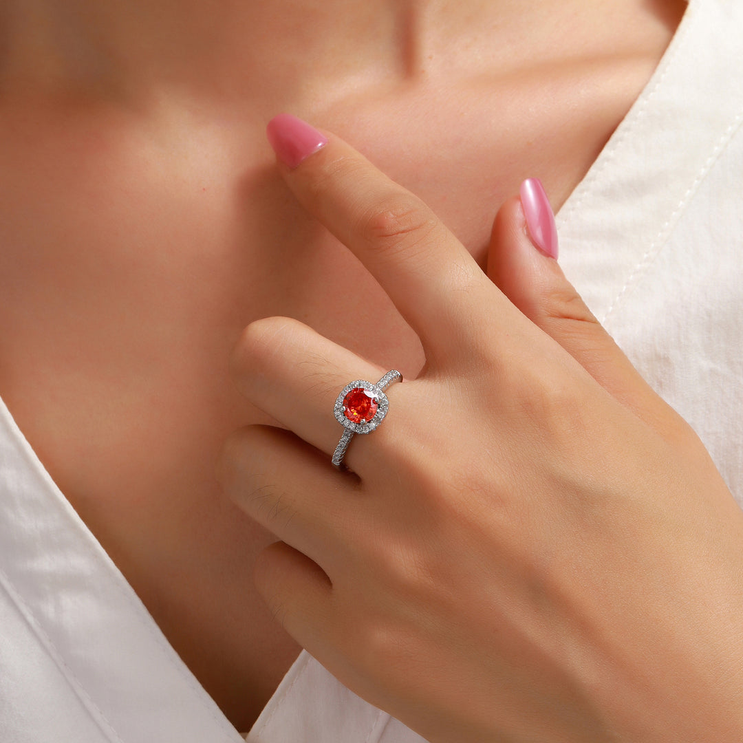 Radiant Cushion Cut Engagement Ring - Red