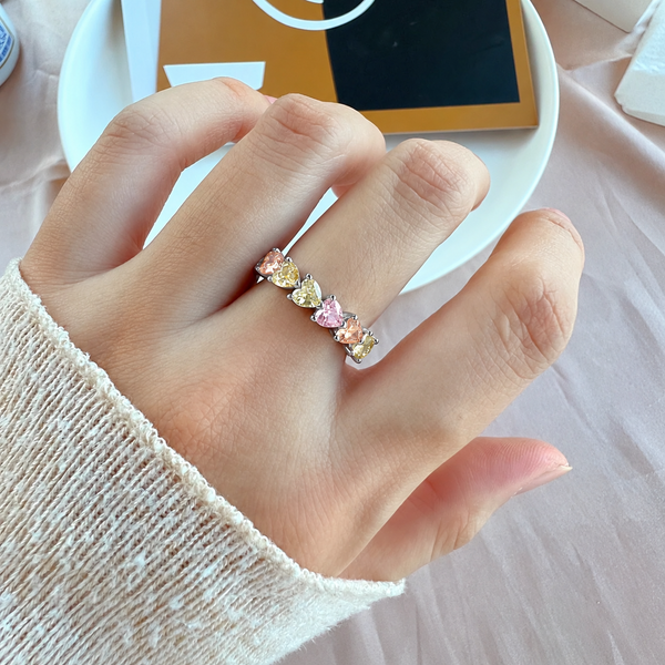 Multi Hour Heart Crystal Ring